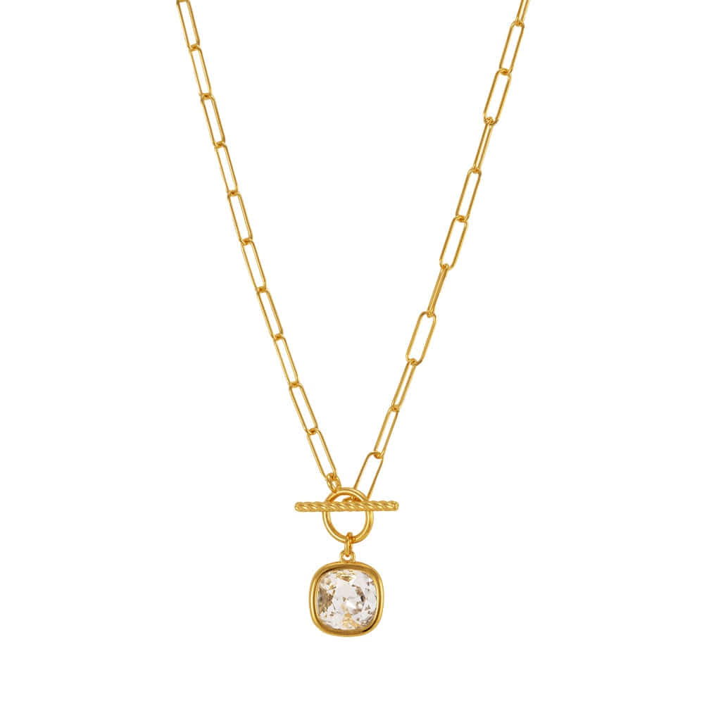 Toggle CZ Charm Paperclip Chain