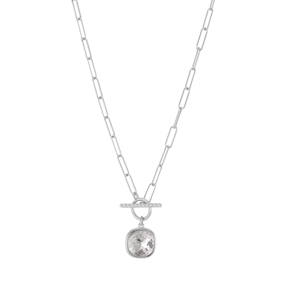 Toggle CZ Charm Paperclip Chain