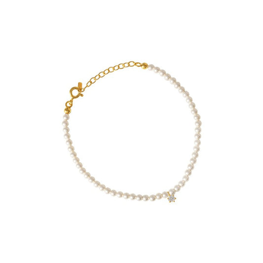 Freshwater Pearl CZ Charm Bracelet