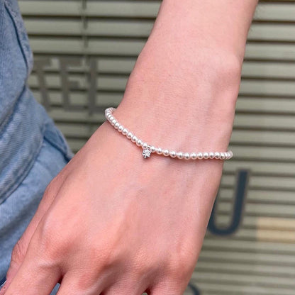 Freshwater Pearl CZ Charm Bracelet