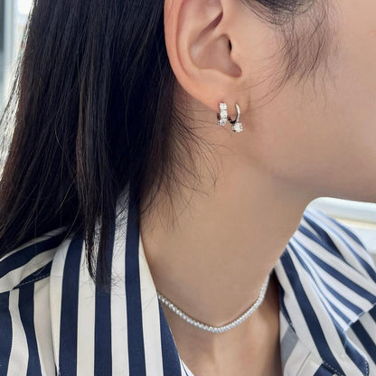 Mini Hoops with Cubic Zirconia Stud Earrings