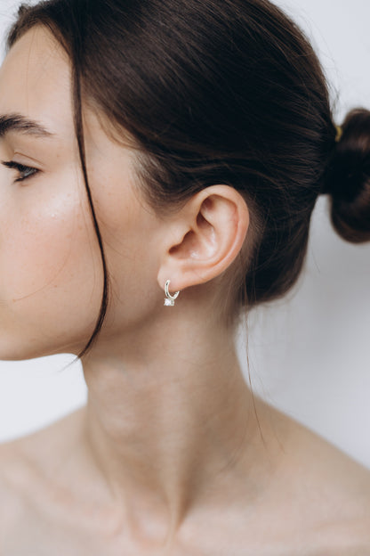 Mini Hoops with Cubic Zirconia Stud Earrings