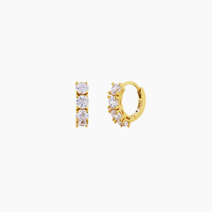 4 Cubic Zirconia Bezel 925 Silver Hoop Earrings