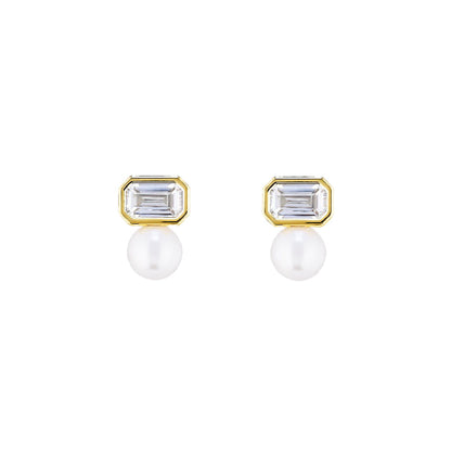 Swarovski Pearl Square Cubic 5mm Stud Earrings