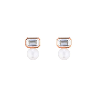 Swarovski Pearl Square Cubic 5mm Stud Earrings