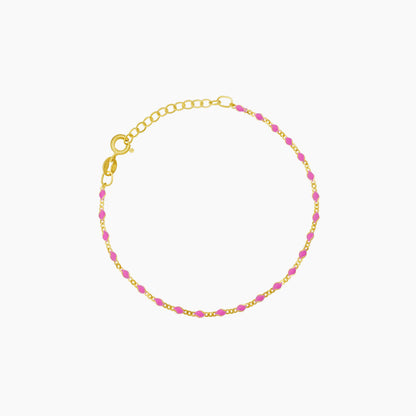 Color Enamel Bead Station Chain Bracelet Solid Silver