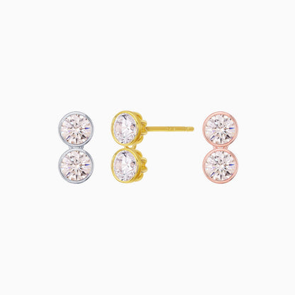 Double Cubic Zirconia Drop Earrings