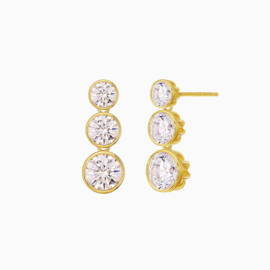 Triple Cubic Zirconia Drop Earrings