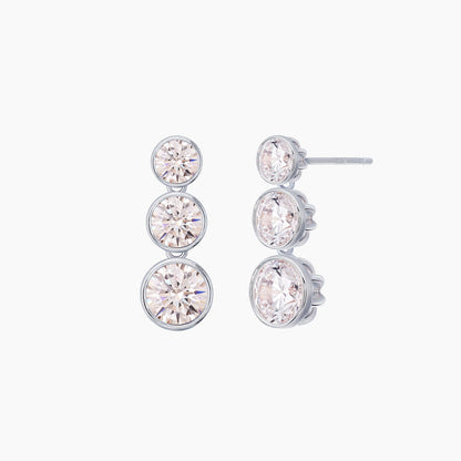 Triple Cubic Zirconia Drop Earrings