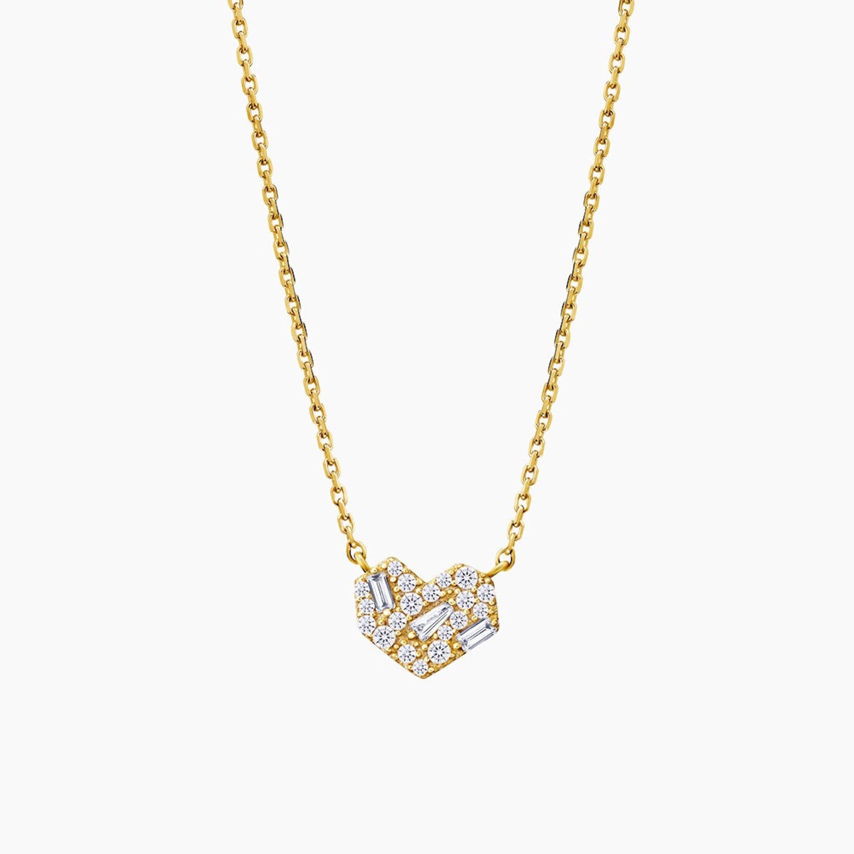 Geometric Heart Cubic Zirconia 925 Silver Necklace