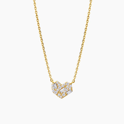 Geometric Heart Cubic Zirconia 925 Silver Necklace
