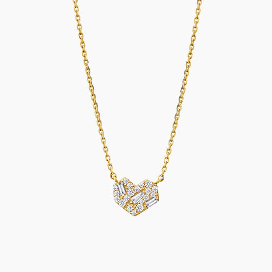 Geometric Heart Cubic Zirconia 925 Silver Necklace