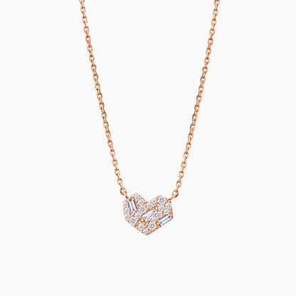 Geometric Heart Cubic Zirconia 925 Silver Necklace