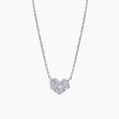 Geometric Heart Cubic Zirconia 925 Silver Necklace