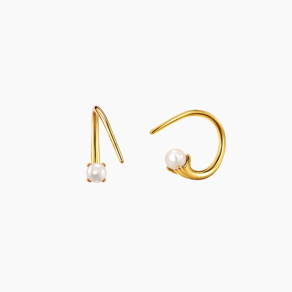 Twisted Conch Spiral Helix Earrings Pearl