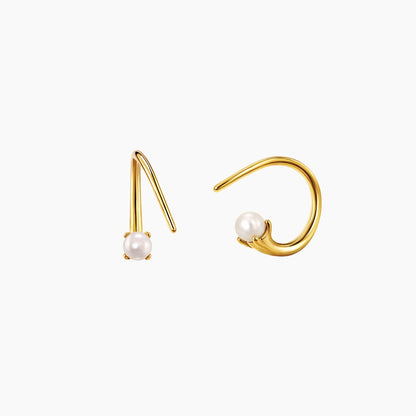 Twisted Conch Spiral Helix Earrings Pearl