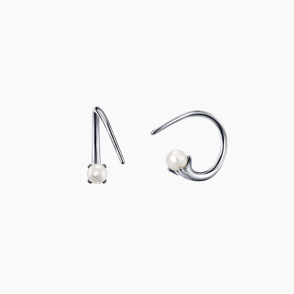 Twisted Conch Spiral Helix Earrings Pearl