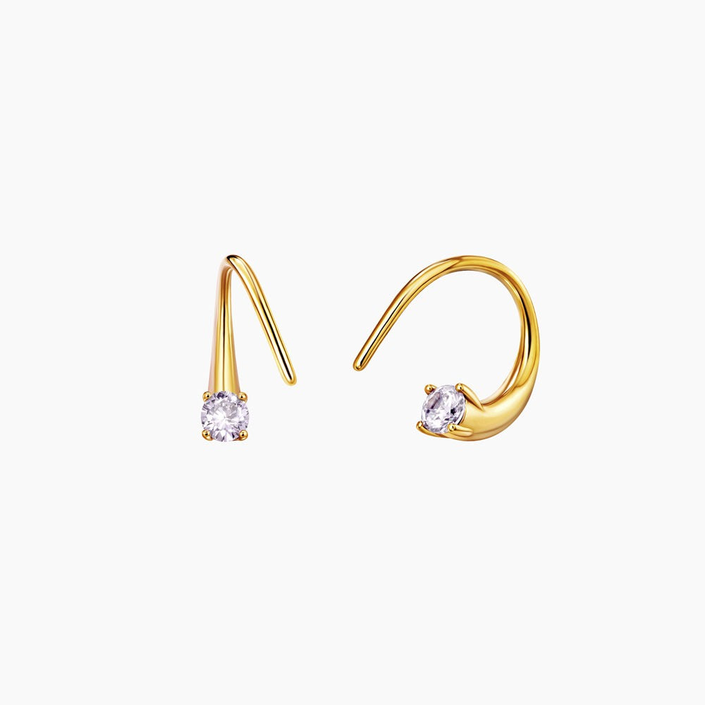 Twisted Conch Spiral Helix Earrings CZ