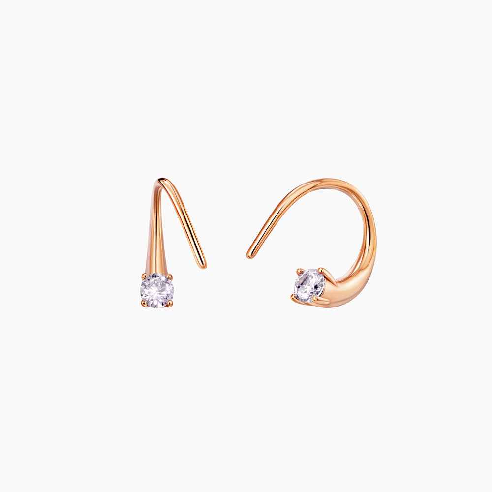 Twisted Conch Spiral Helix Earrings CZ