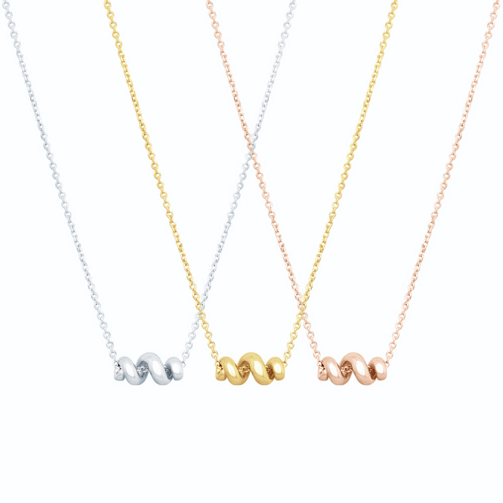 Twisted Roll Bar 925 Silver Necklace