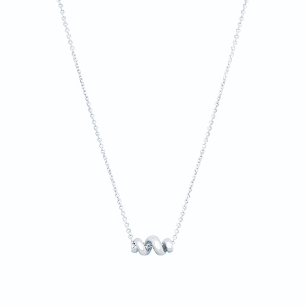 Twisted Roll Bar 925 Silver Necklace