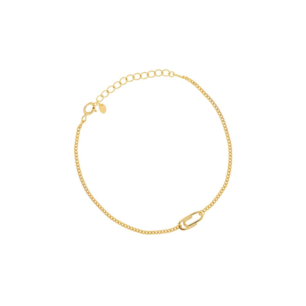Paperclip Pendant Flat Vine Curb Chain Bracelet