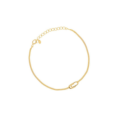 Paperclip Pendant Flat Vine Curb Chain Bracelet