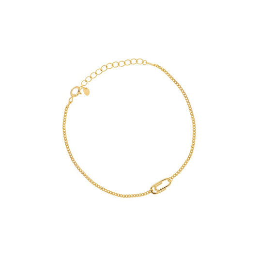 Paperclip Pendant Flat Vine Curb Chain Bracelet
