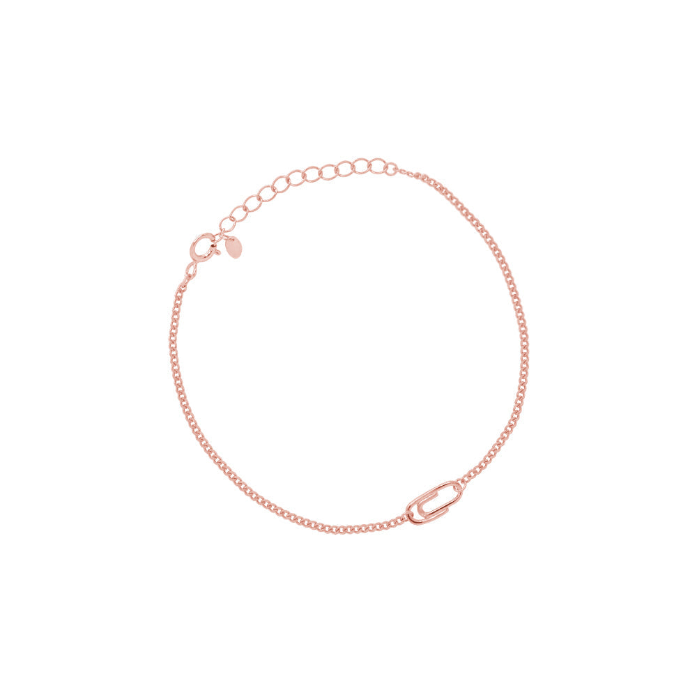 Paperclip Pendant Flat Vine Curb Chain Bracelet