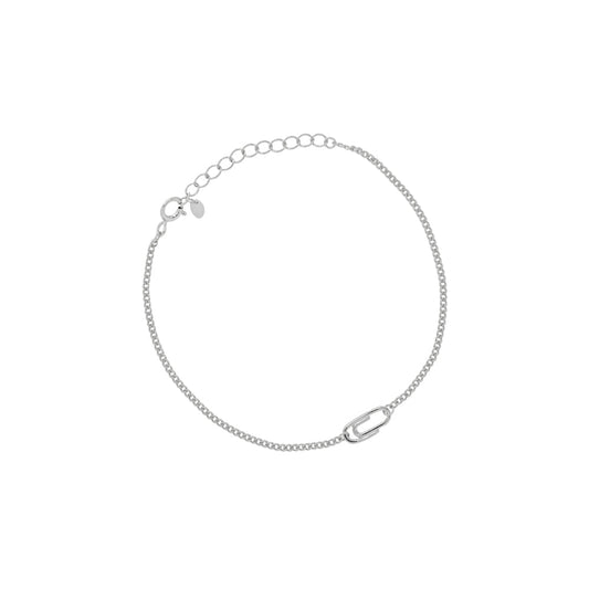 Paperclip Pendant Flat Vine Curb Chain Bracelet