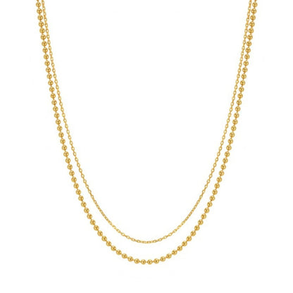 Tiny Dot Ball Layered Chain Solid Silver Necklace