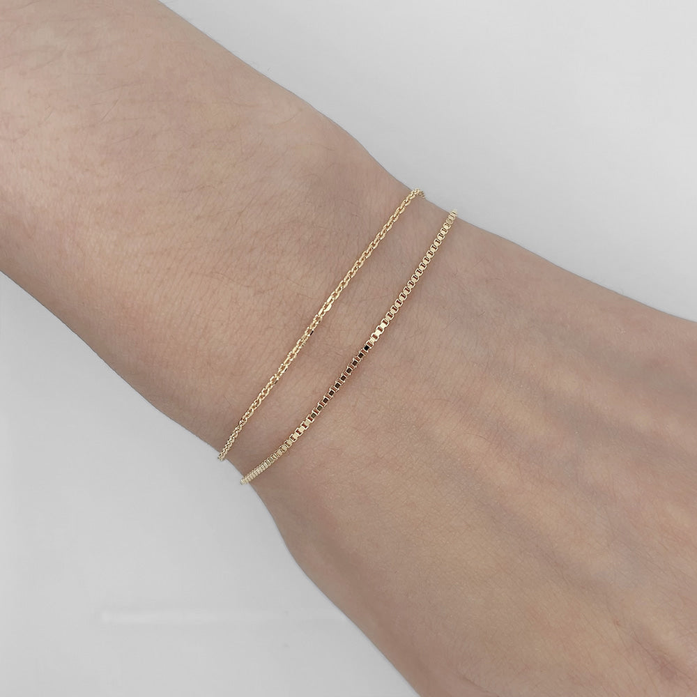 Layered Box Chain 925 Silver Bracelet