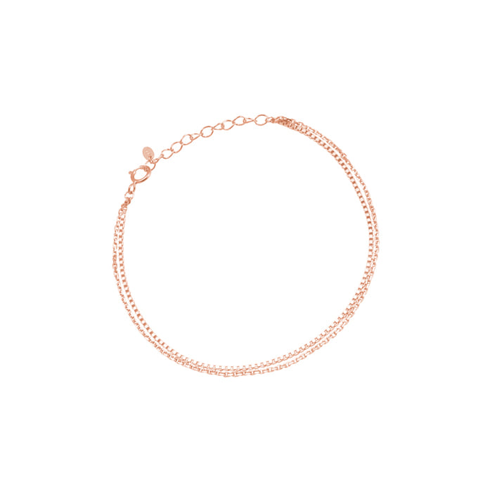 Layered Box Chain 925 Silver Bracelet
