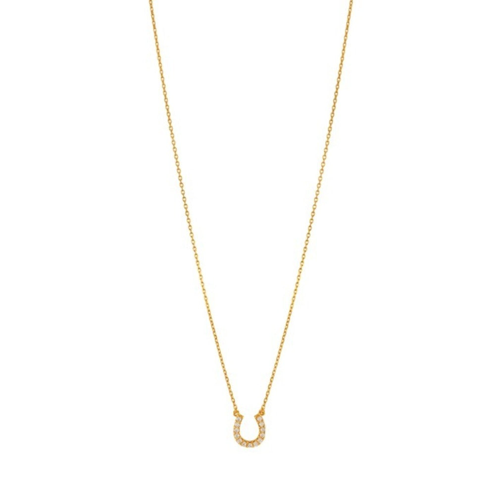 Horseshoe Tiny CZ Pendant 925 Silver Necklace
