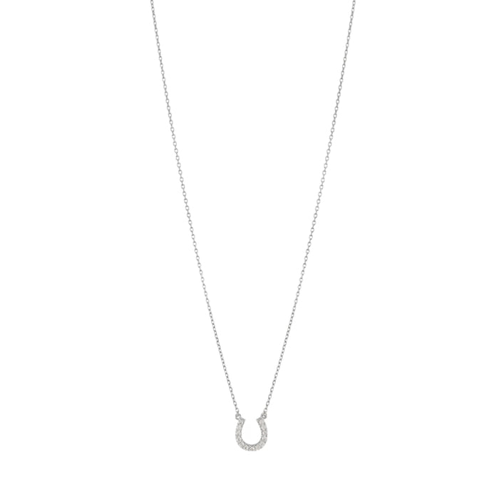 Horseshoe Tiny CZ Pendant 925 Silver Necklace