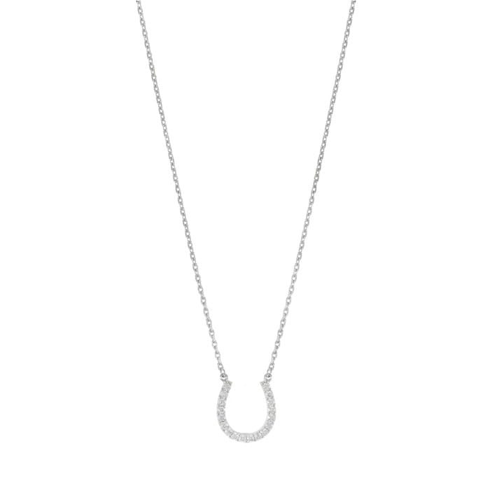 Horseshoe CZ Pendant 925 Silver Long Necklace