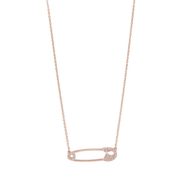 Safety Pin Solid 925 Silver Pendant Necklace