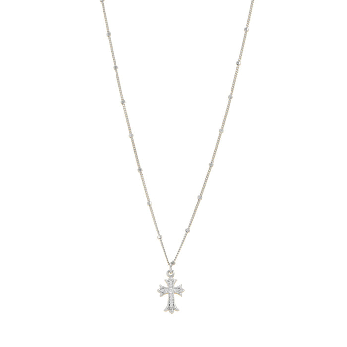 Cross Pendant Long Station Dot Chain Necklace