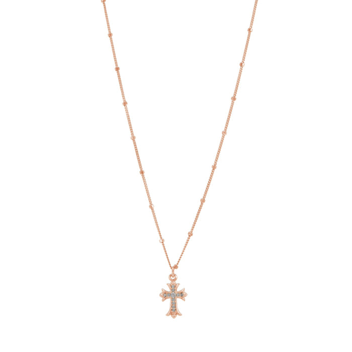 Cross Pendant Long Station Dot Chain Necklace