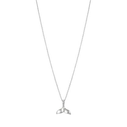 Whale Tail Charm 925 Silver Long Chain Necklace
