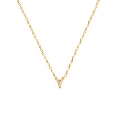 Tiny Initial Cubic Zirconia Pendant Necklace