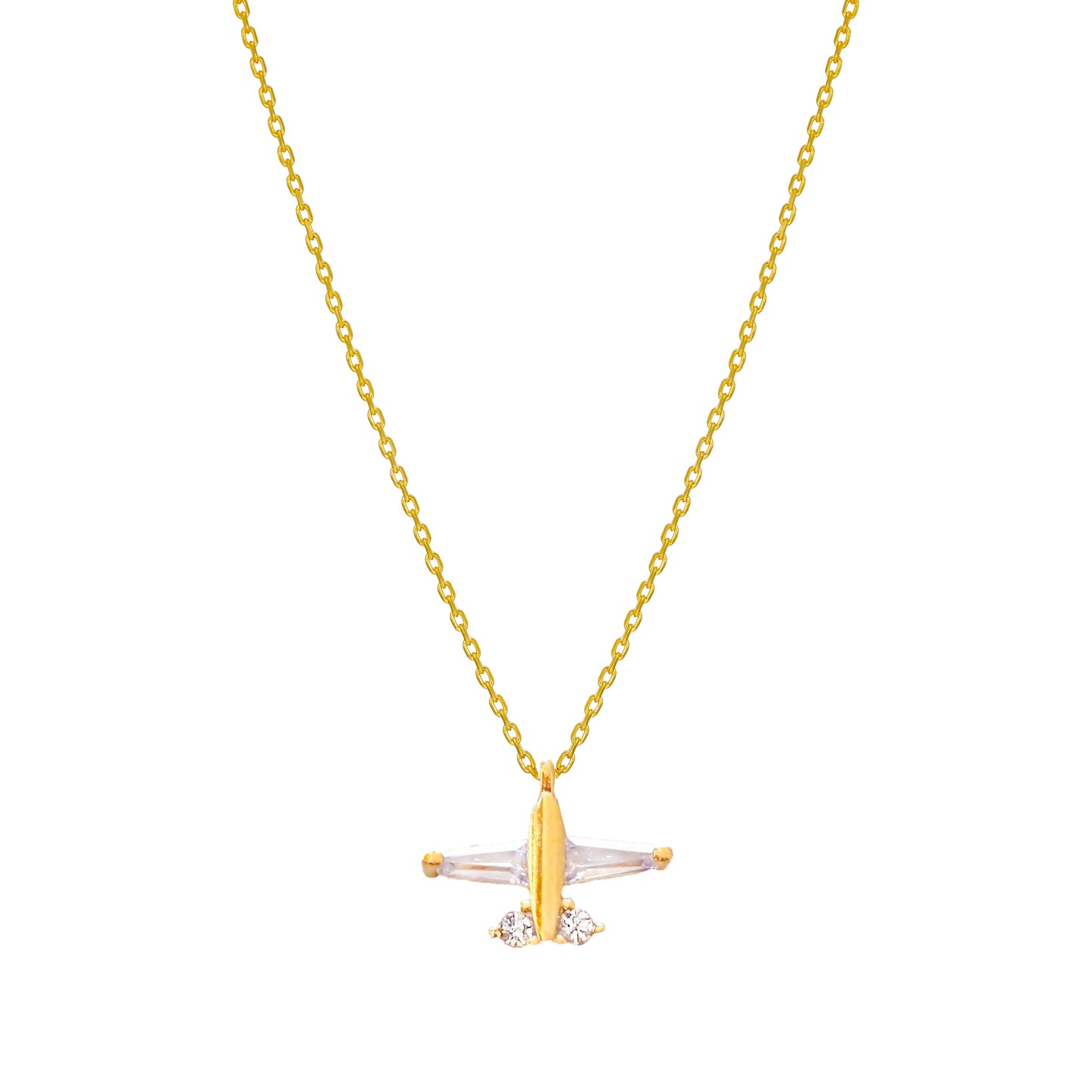 Airplane Charm Cubic Zirconia Necklace
