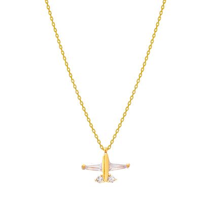 Airplane Charm Cubic Zirconia Necklace