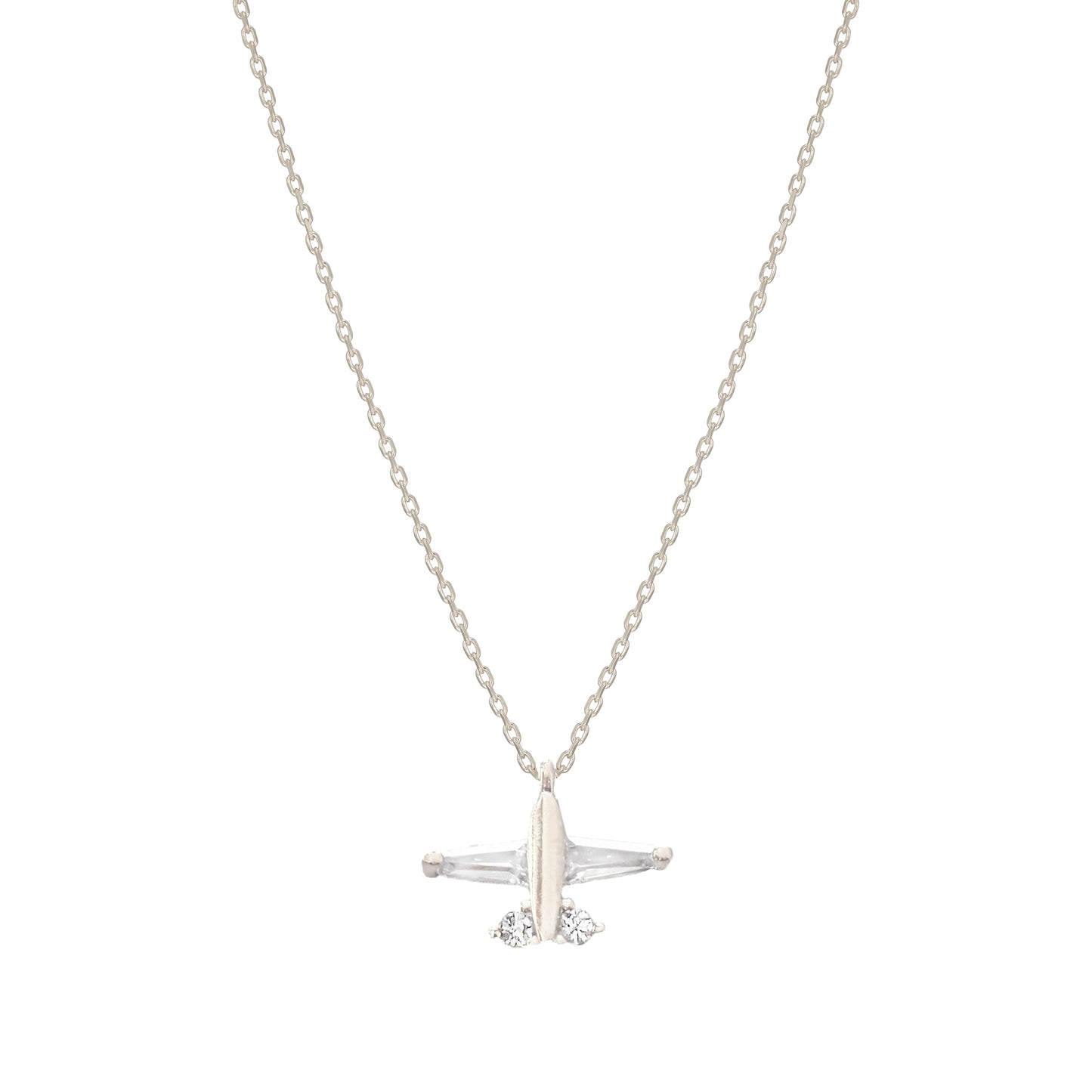 Airplane Charm Cubic Zirconia Necklace