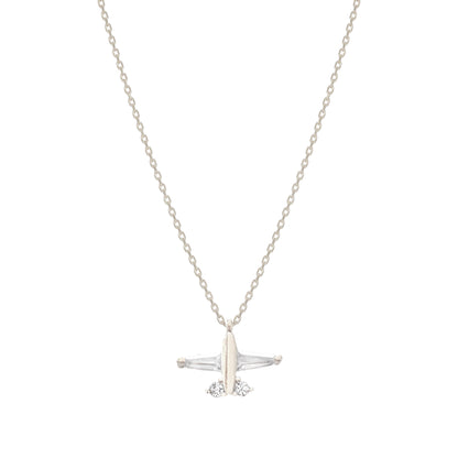 Airplane Charm Cubic Zirconia Necklace