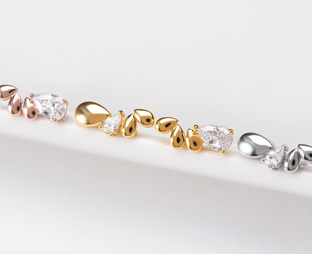 Oval Teardrops CZ Stud Earrings