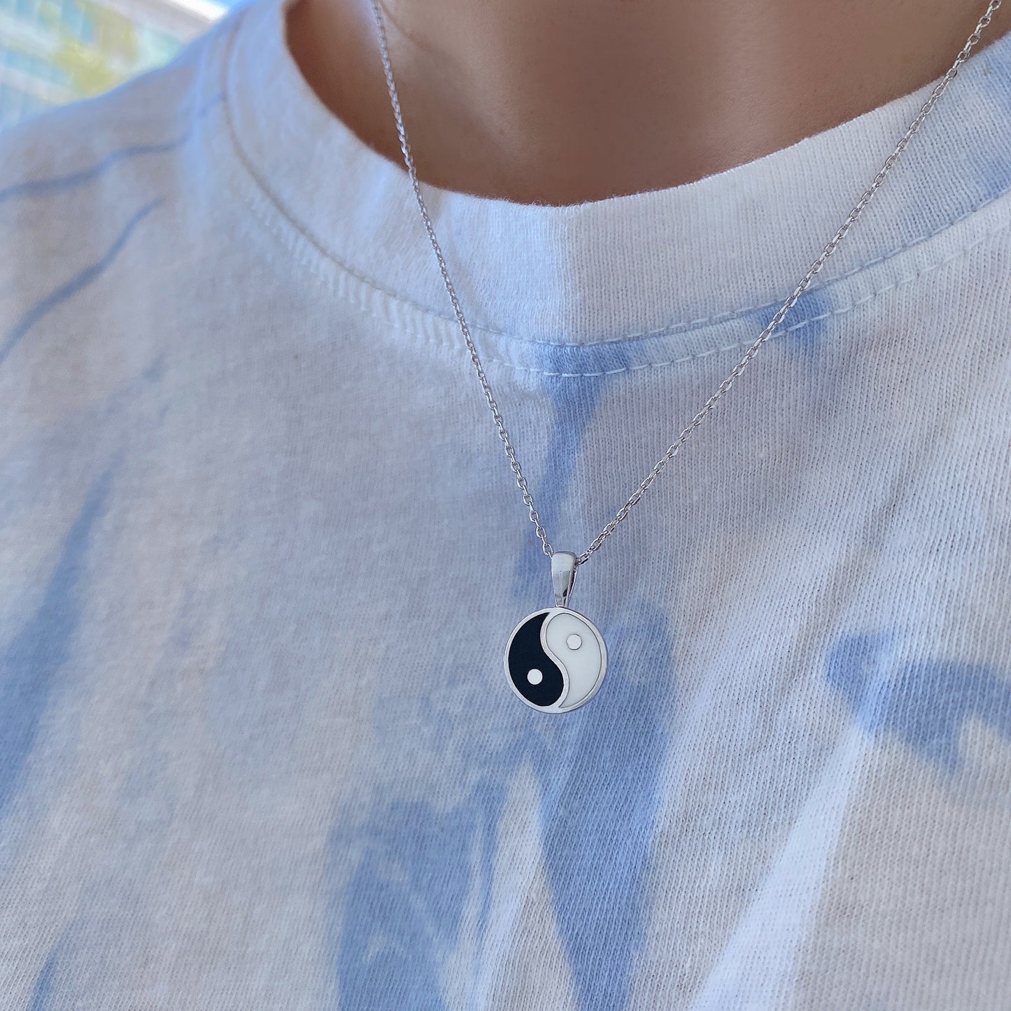 Yin Yang Pendant Black White Necklace