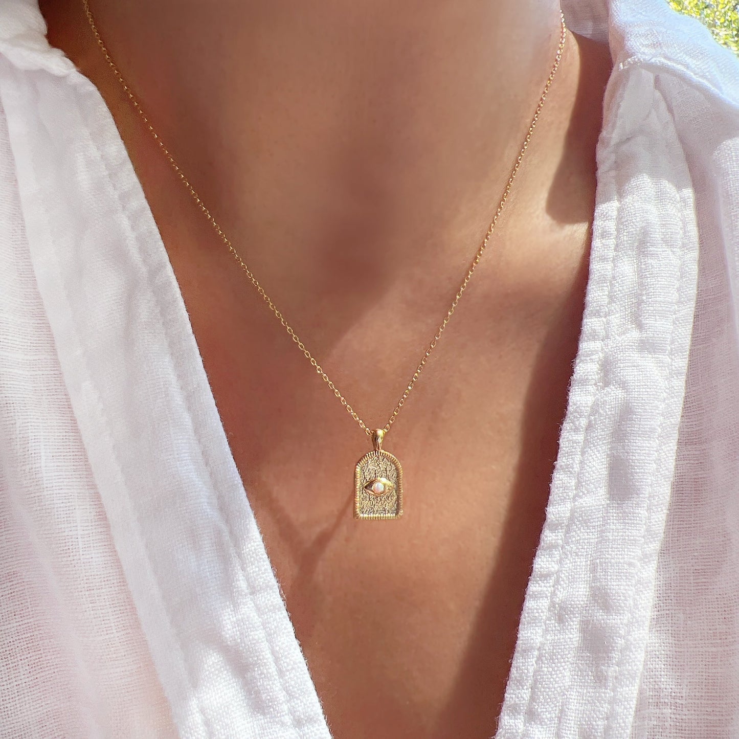 Arch Dorm Hamsa Eye Charm Necklace