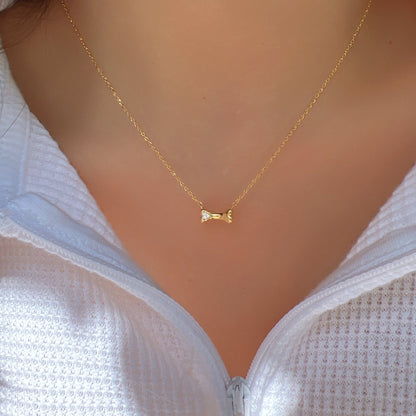 Mini Dog Bone Pendant Cubic Zirconia Necklace