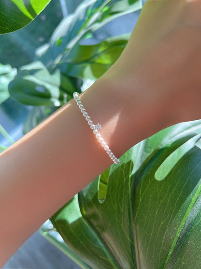 Freshwater Pearl CZ Charm Bracelet